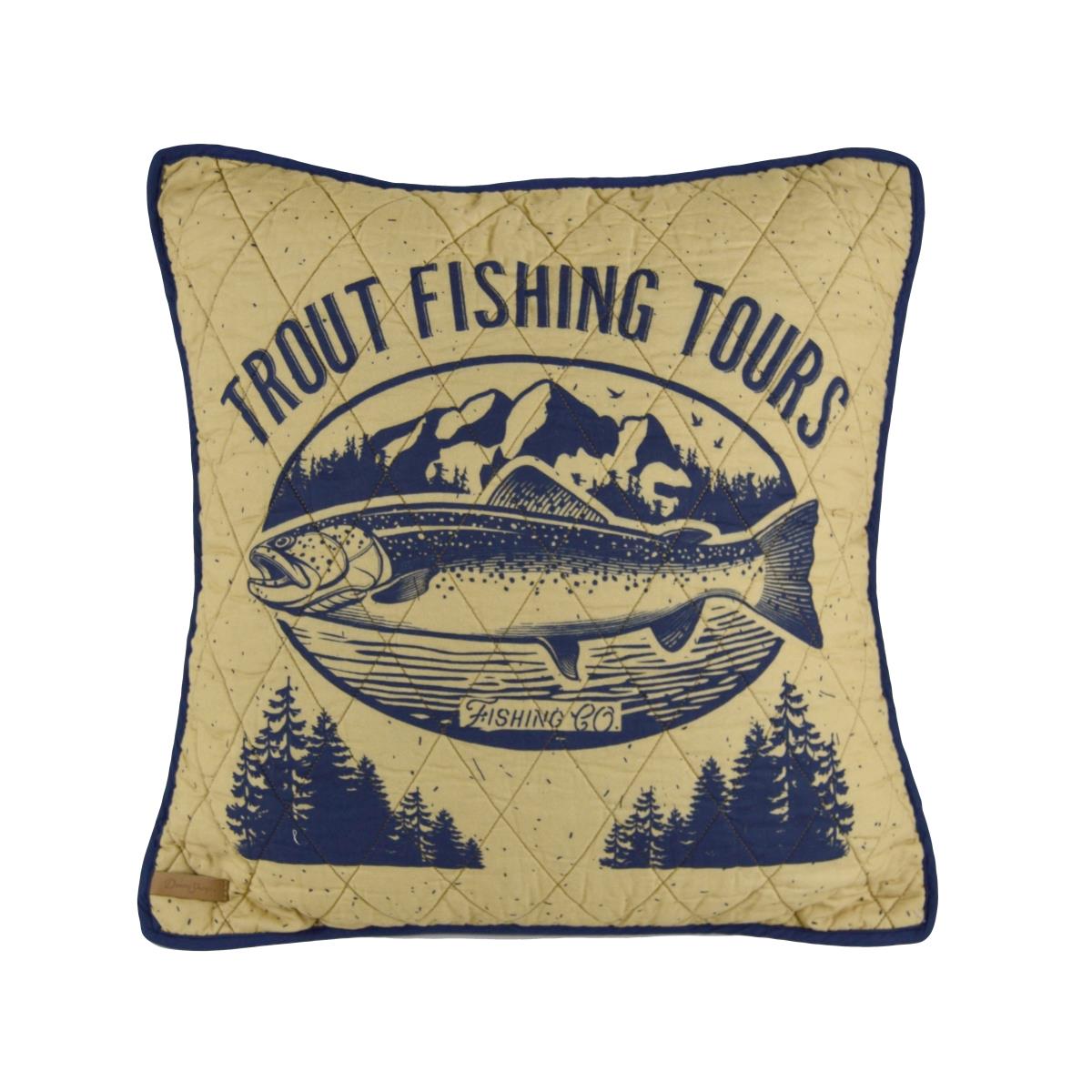 83716 18 X 18 In. Lakehouse Trout Decorative Pillow, Tan