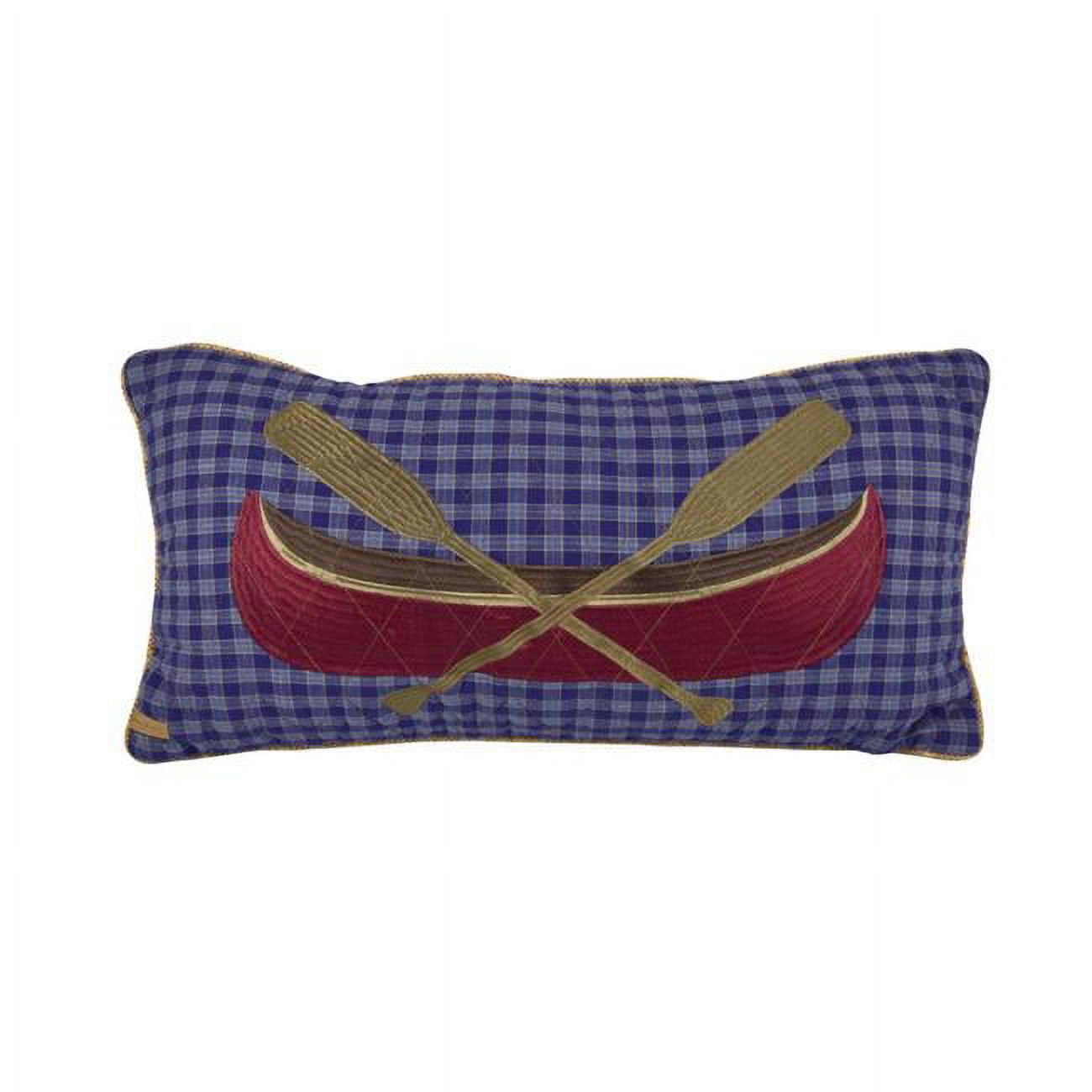 83717 11 X 22 In. Lake House Canoe Decorative Pillow, Navy & Burgundy