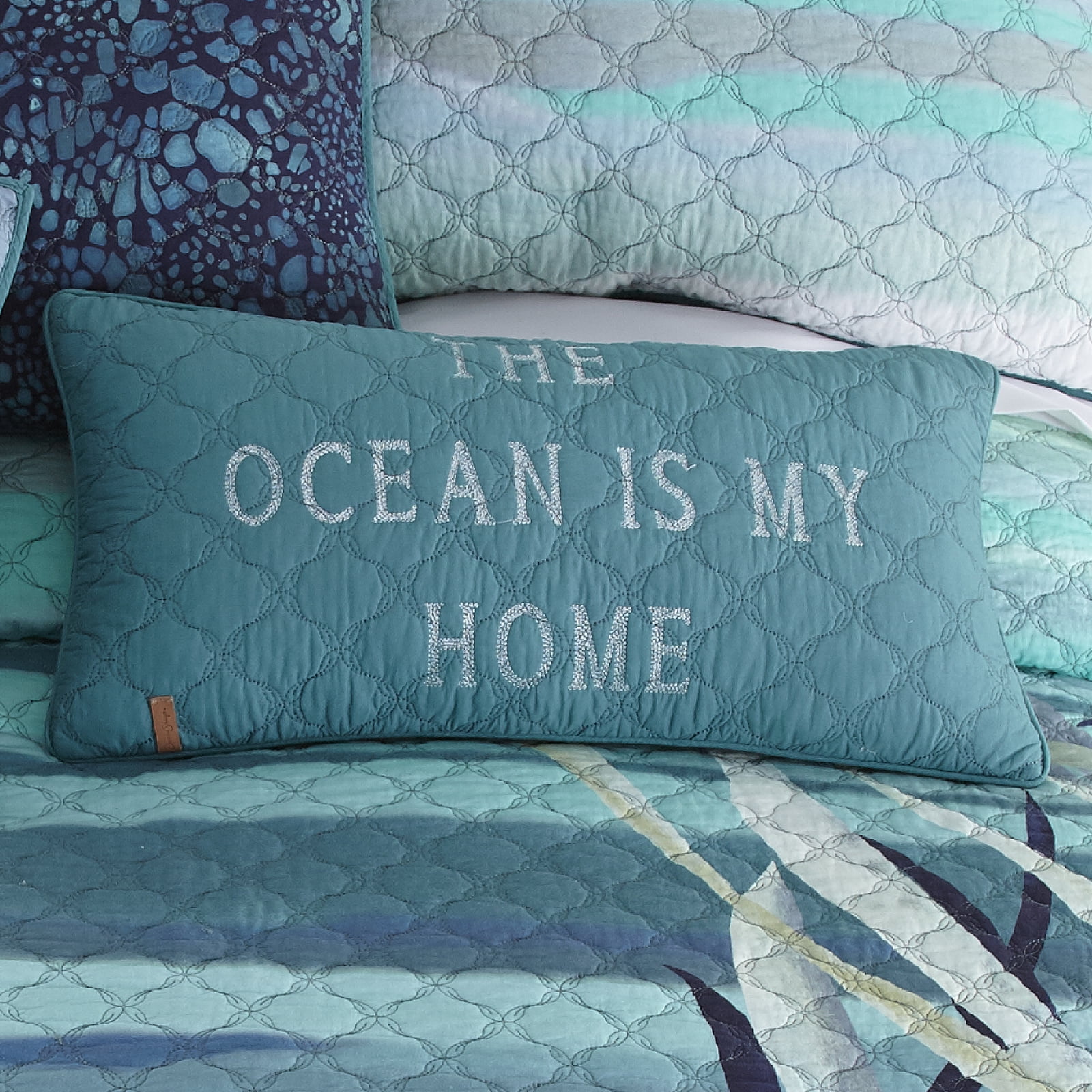 87017 11 X 22 In. Summer Surf Rectangle Decorative Pillow, Aqua