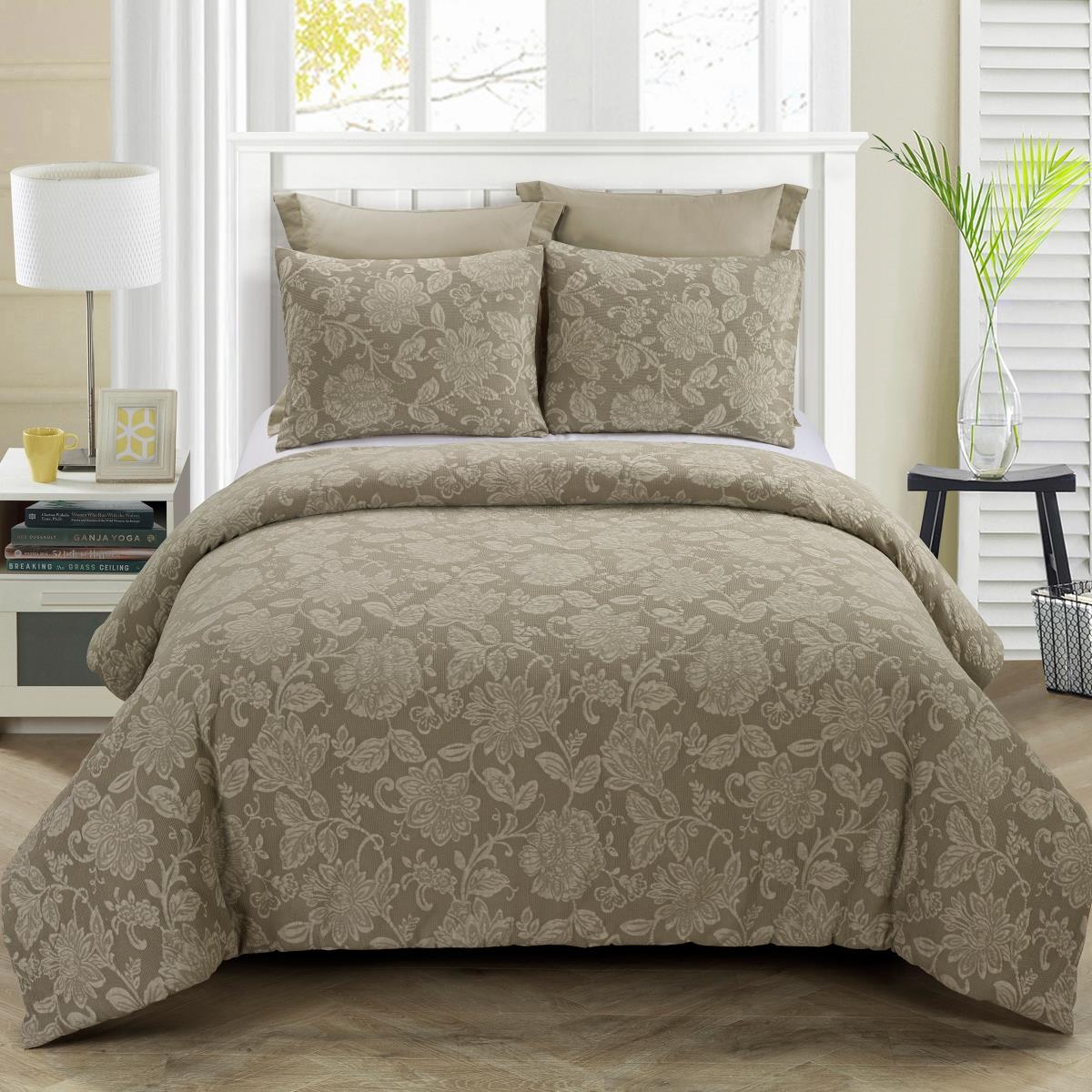 Y00401 King Size Comforter Set - Amadora Taupe