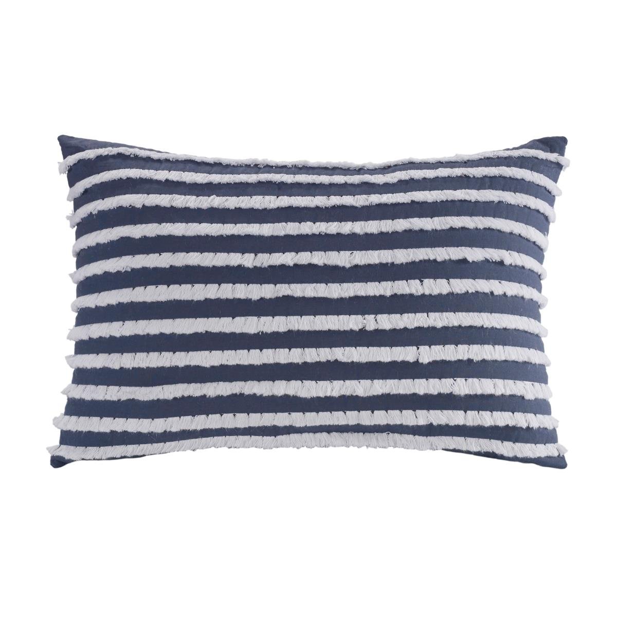 Y00307 Decorative Pillow With Horizontal Stripes - Trellis Blue
