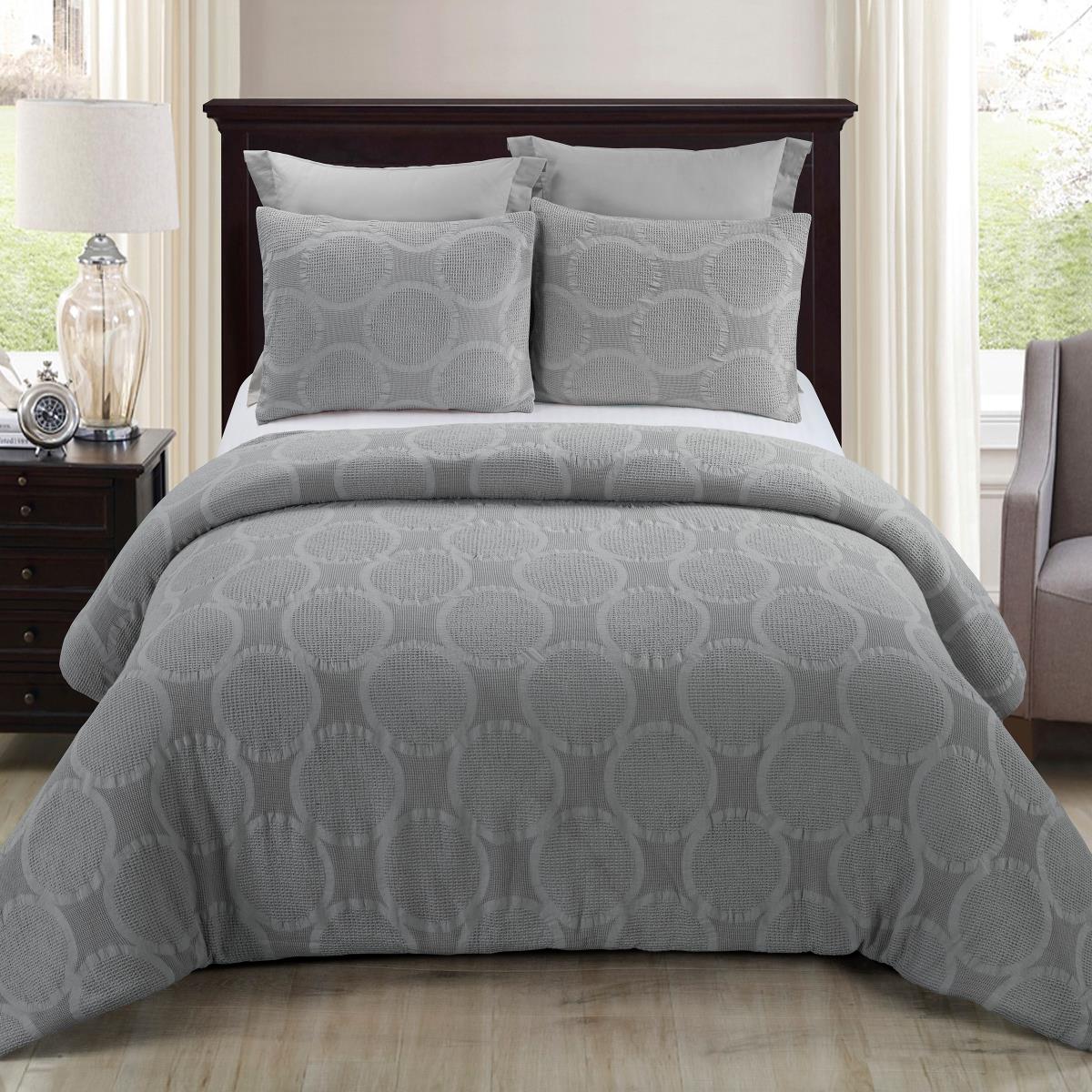 Y00423 King Size Comforter Set - Leon Grey