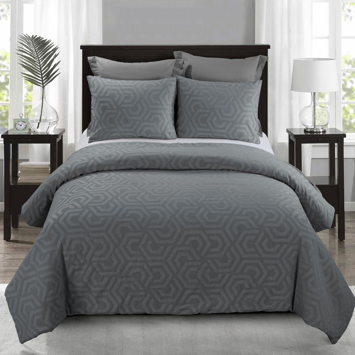 Y00719 King Size Comforter Set - Seville Grey