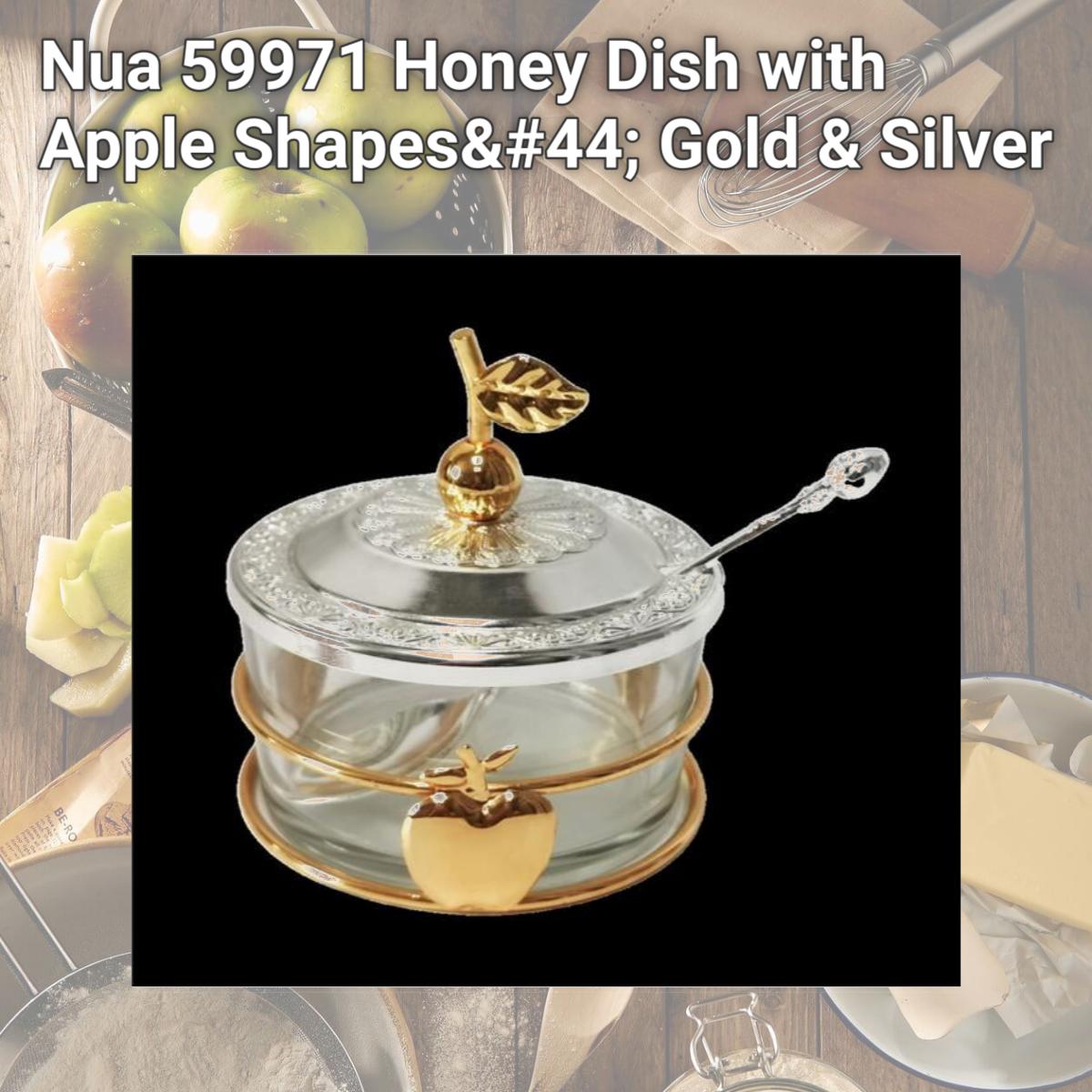 Picture of Nua 59971 Honey Dish with Apple Shapes, Gold & Silver