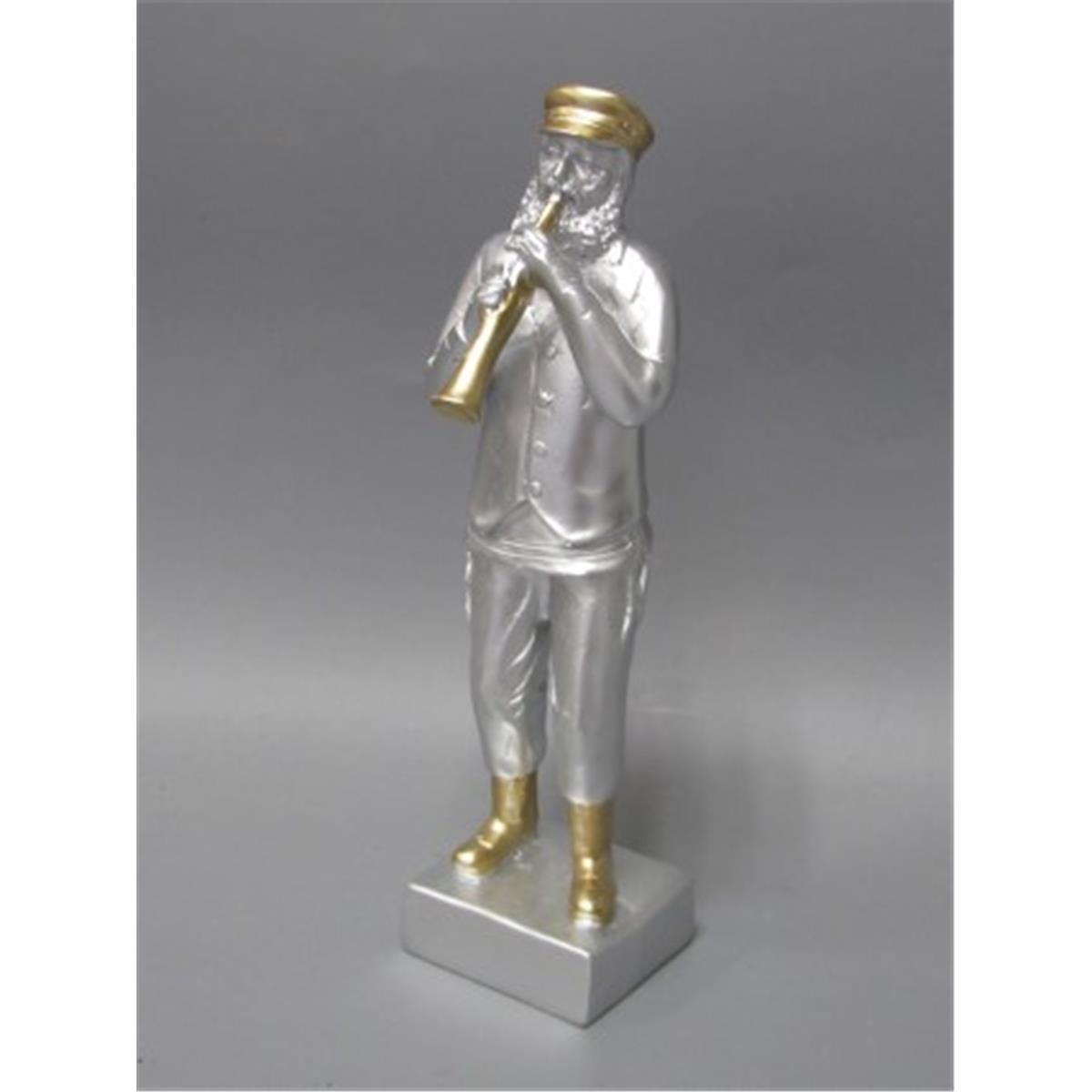 7 In. Figurine - Fiddler Polyresin Silver & Gold