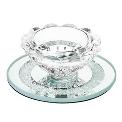 3.5 X 3.5 In. Crystal Candle Holder With Glass Square Base 1554a