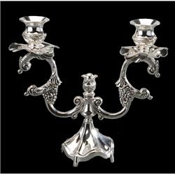 Nua Collection 58116 8 In. Silver Plated 2 Branch Candelabra