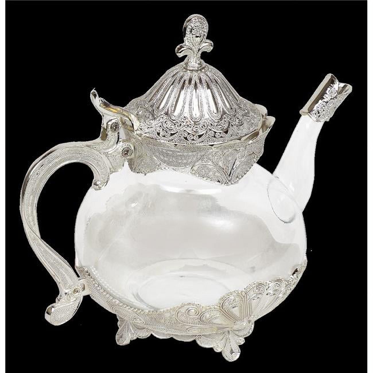 65207 8 In. Silver & Glass Tea Pot