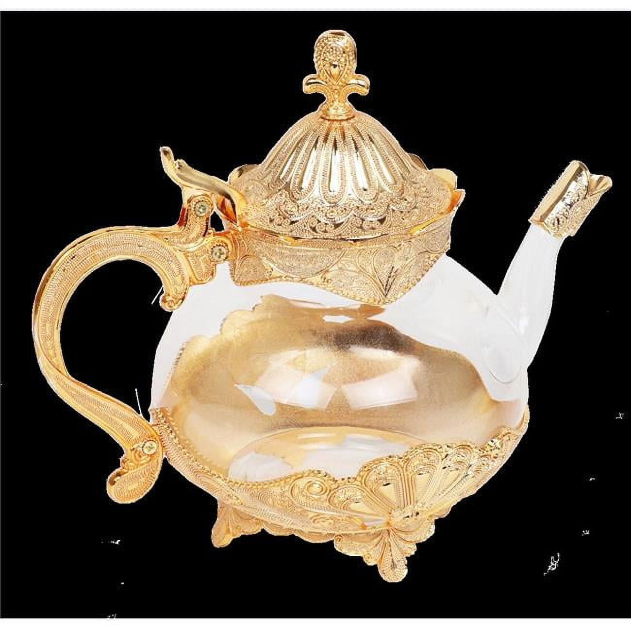 65208 8 In. Gold & Glass Tea Pot