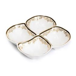 X3677 8 X 8 X 4.5 X 1.7 In. Porcelain 4 Sectional Bowl