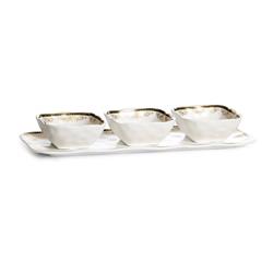 X3686 14.5 X 5.75 X 2.5 In. Set Of 3 Porcelain Bowl With Tray