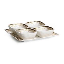 X3686g 4.75 X 4.75 X 3.5 In. Set Of 4 Porcelain Bowl With Tray