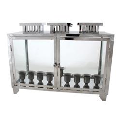 53644 41 X 40 X 20 Cm Nickel Box For Menorah With Glass & Candle Holders