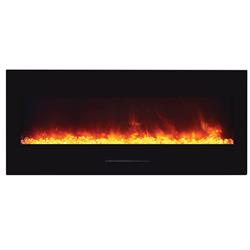 Wm-fm-50-bg-nolog 50 In. Fireplace With Black Glass Surround, Clear Media, No Log & No Mood Light