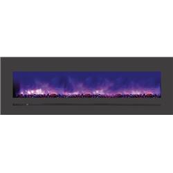 Wm-fml-60-6623-stl 26 In. Wall & Flush Mount Electric Linear Fireplace With Steel Surround & Clear Media