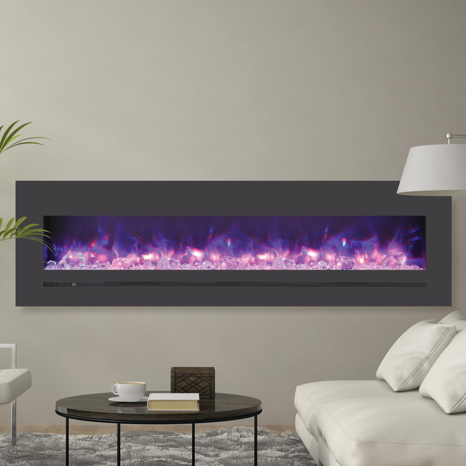 Wm-fml-72-7823-stl 26 In. Wall & Flush Mount Electric Linear Fireplace With Steel Surround & Clear Media
