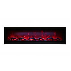 Sym-60 60 In. Clean Face Electric Built-in With Log & Glass, Black Steel Surround