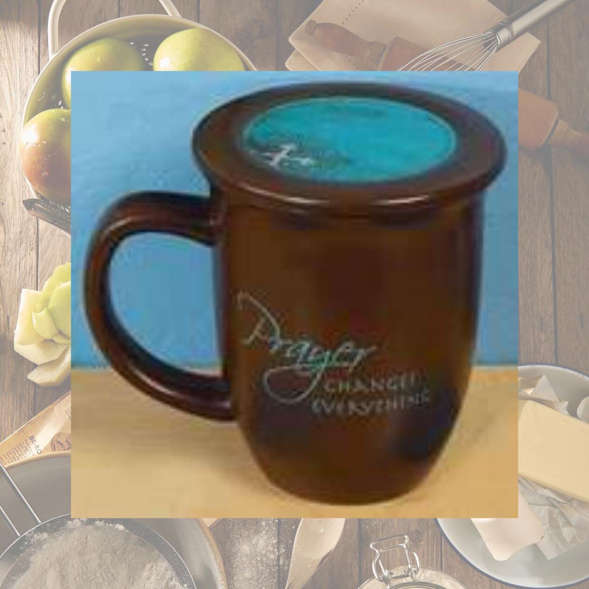 Picture of Abbey Press 408921 Mug Grace Outpoured Prayer Brown Blue Interior With Coaster Lid