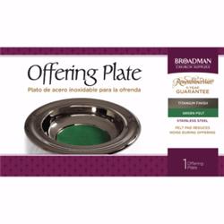 17579x Offering Plate-titanium-stainless Steel With Green Felt-12 In. By Remembrance