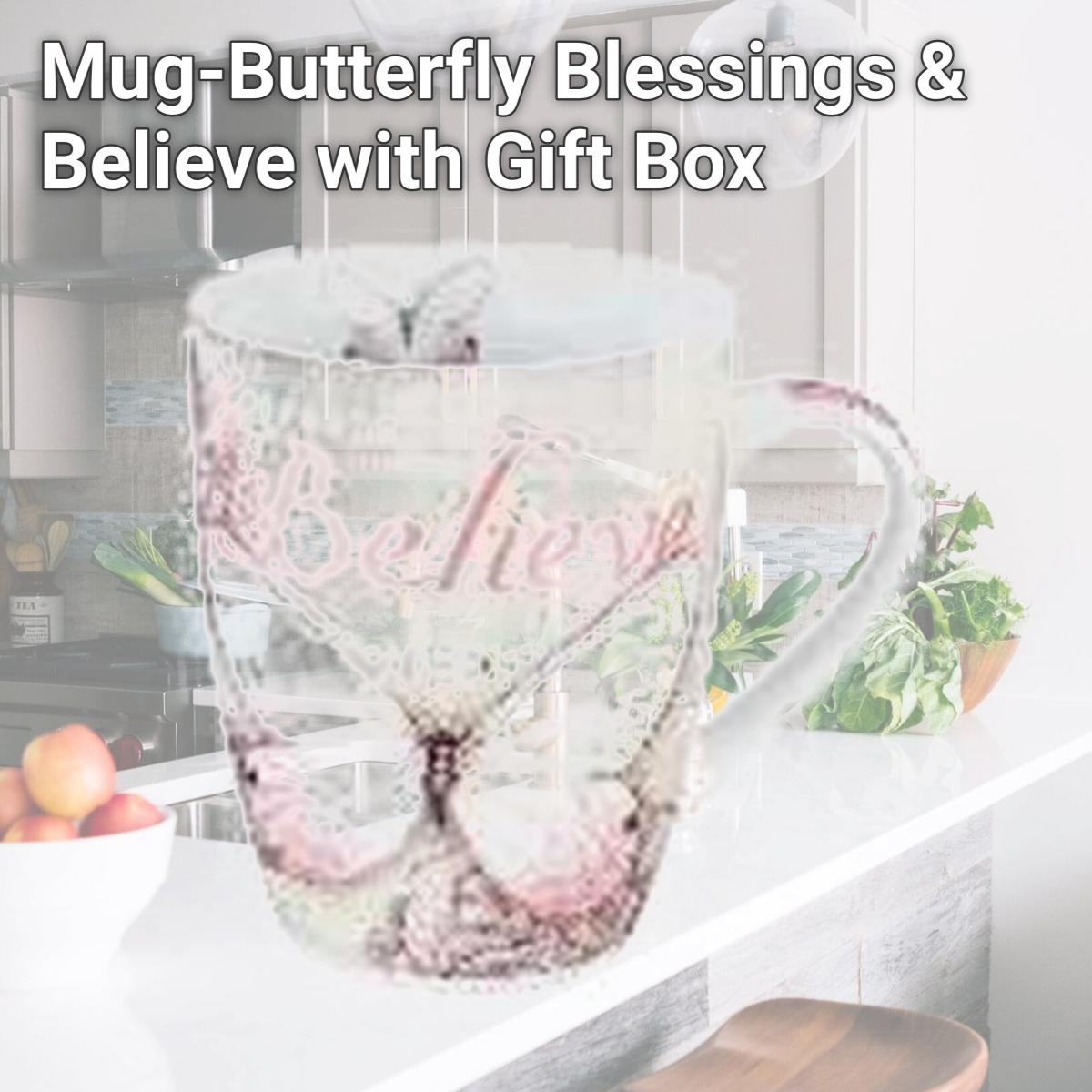 Picture of Christian Art Gifts 361187 Mug-Butterfly Blessings & Believe with Gift Box