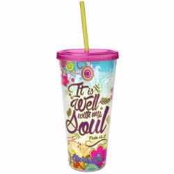 UPC 612978357088 product image for Anchor Distributors 195424 24 oz It Is Well Tumbler with Straw | upcitemdb.com