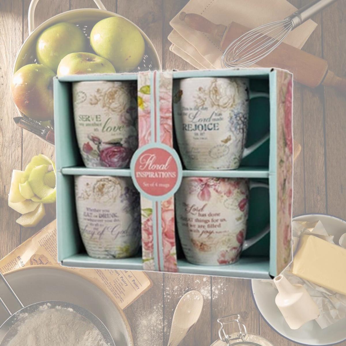 Picture of Christian Art Gifts 0086883 Mug Set-Floral Inspirations - Set of 4