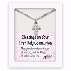 14059x Pendant-communion Pearl Cross On Silver Chain - 13.5 In. - Boxed