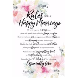 13439x Plaque-woodland Grace-rules For Happy Marriage - 6 X 9 In.