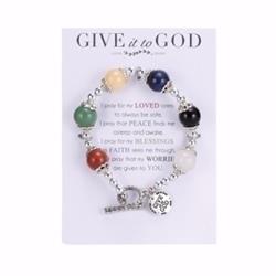 15148x Bracelet-give It To God-multicolor Stretch With Prayer Card - 7 In.