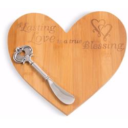 Pavilion 187493 Cheese Board With Spreader-lasting Love Is A True Blessing - Heart Shaped - 9 X 8 X 0.5 In.