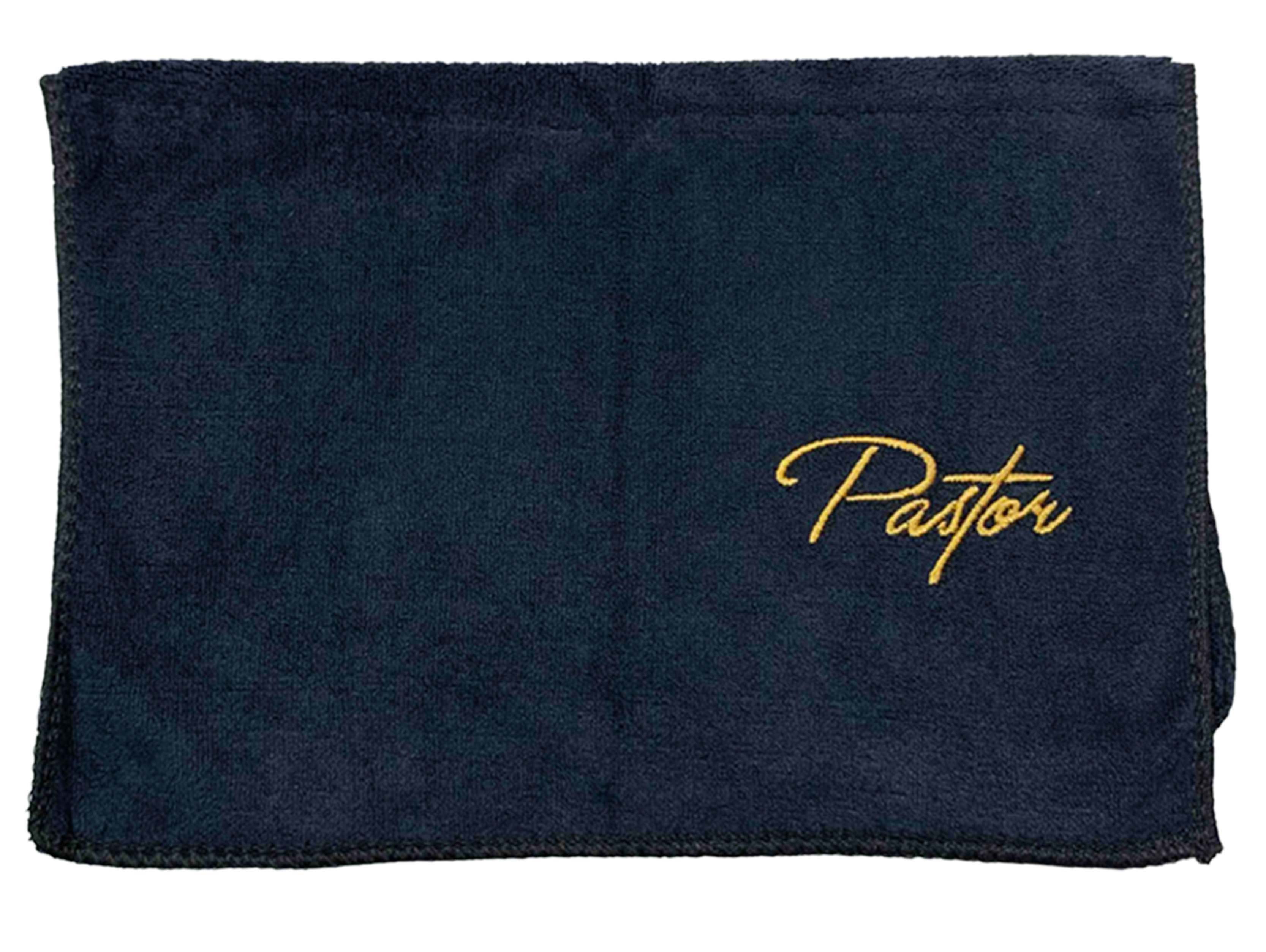 14773x Towel Pastor Black With Gold Lettering