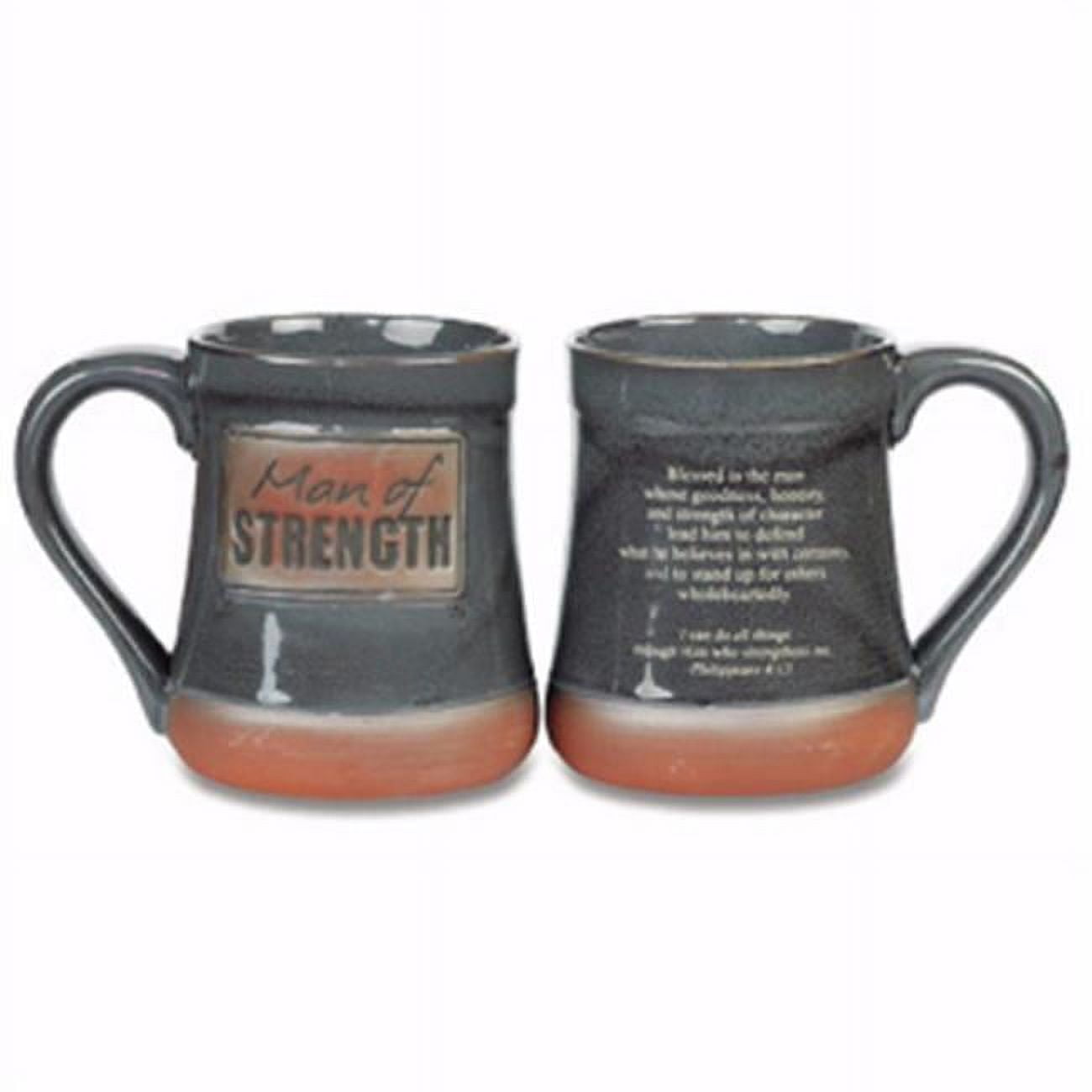 Cathedral Art-dba Abbey Gift 068172 20 Oz Mug Pottery Man Of Strength, Grey