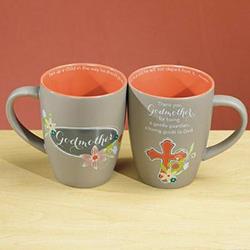 Cathedral Art-dba Abbey Gift 077022 Mug Godmother With Glossy Coral Interior, Matte Grey