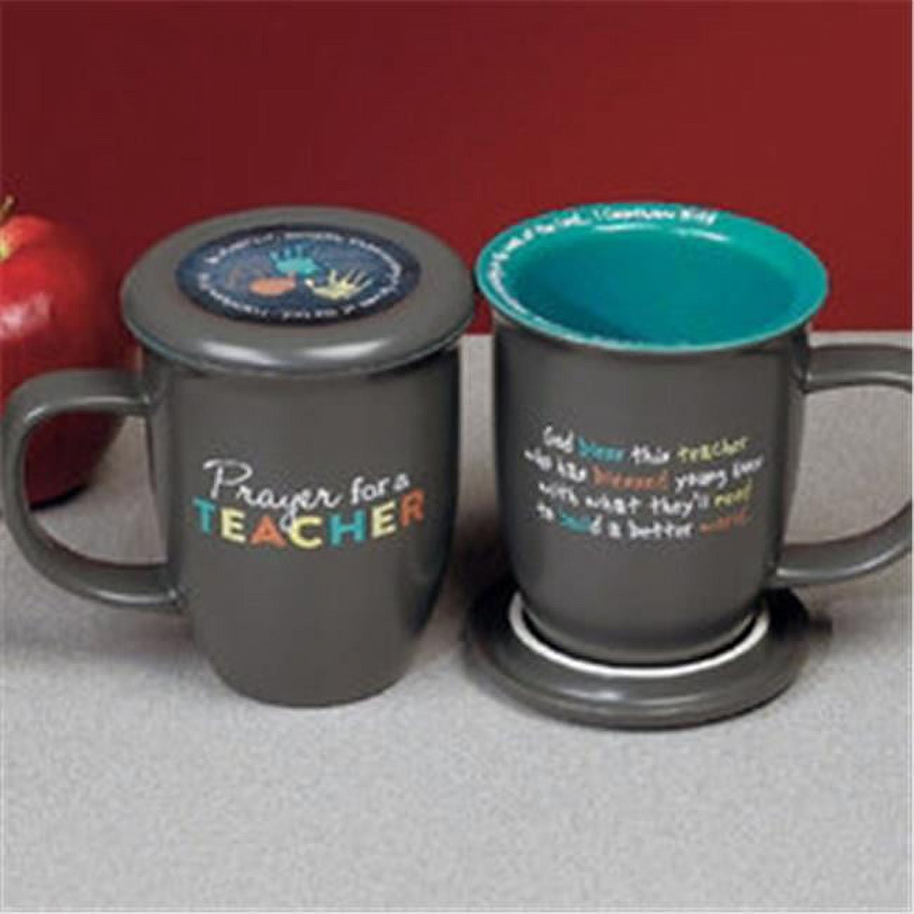 Cathedral Art-dba Abbey Gift 096081 Mug Grace Outpoured Prayer For A Teacher Interior With Coaster Lid, Grey & Teal