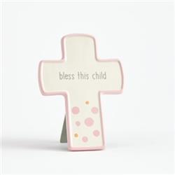 Enesco 197086 8 In. X 6 In. Bless This Child Cross, Pink