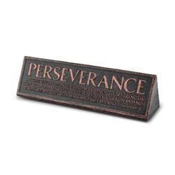Desktop Plaque Reminder Perserverance Copper Cast Stone