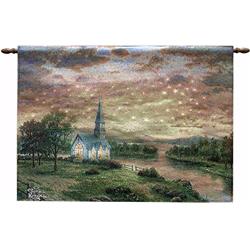 178683 36 X 26 In. Wall Hanging-sunrise Chapel-fiber Optic Tapestry With Remote