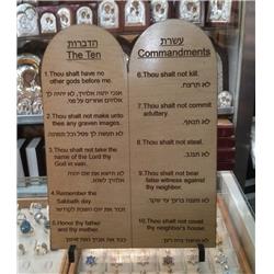 181149 Ten Commandments With Stand Spanish & Hebrew Span Plaque