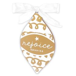 187917 Gold & White Rejoice Christmas Ornament