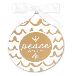 187918 Gold & White Peace Christmas Ornament