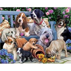 Vermont Christmas 198672 Jigsaw Puzzle Dogs On A Bench - 1000 Pieces