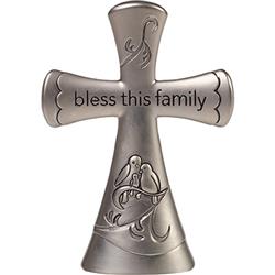 190019 4.25 In. Cross - Bless This Family - Tabletop