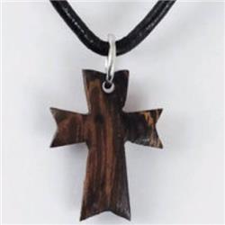 198867 24 In. Angled Cross With Chain-wood Necklace
