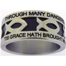 198340 Silver Stainless Steel-amazing Grace-ichthus- Ring, Style 397 - Size 11