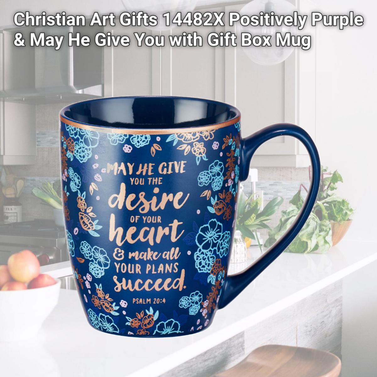 Picture of Christian Art Gifts 14482X Positively Purple & May He Give You with Gift Box Mug