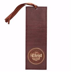 18930x Pagemarker-in Christ Alone Luxleather Bookmark, Dark Brown