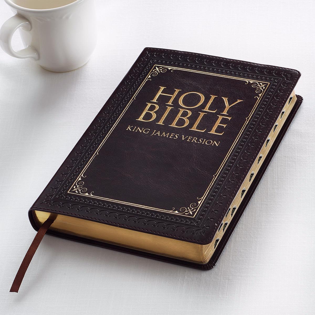 KJV Thinline Large Print Bible - Brown LuxLeather Indexed