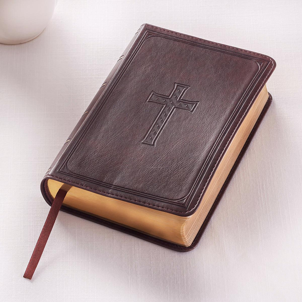 KJV Compact & Large Print Bible, Dark Brown Lux Leather