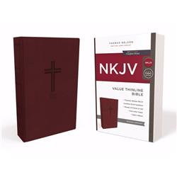 195868 NKJV Thinline Bible Comfort Print-Burgundy Value Leathersoft