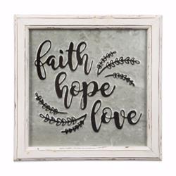 170508 Embossed Metal Sign - Faith Hope Love, 12 X 12 In.
